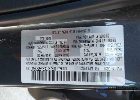 2016 Mazda Cx-5 Sport z USA, uszkodzony, nr VIN JM3KE2BY3G0787391